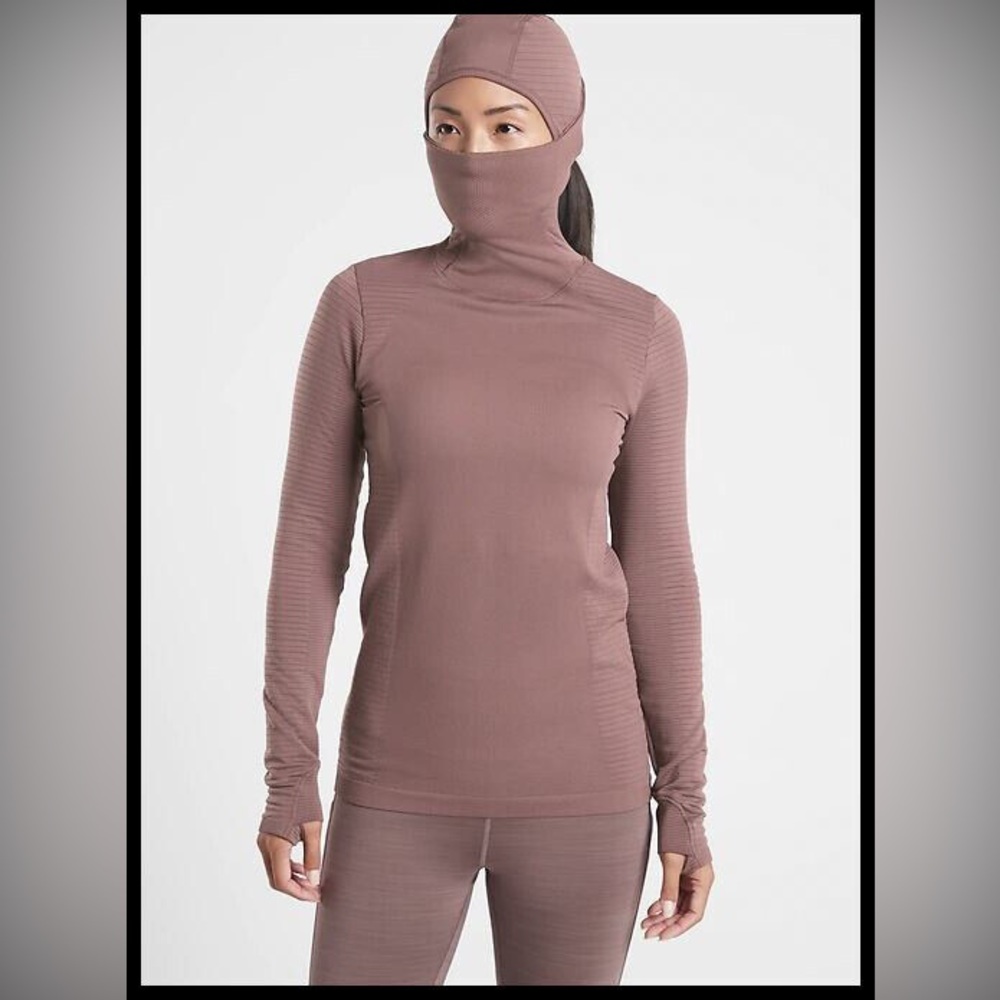 Athleta Flurry Balaclava Rib Mix Solid Running top Sz M